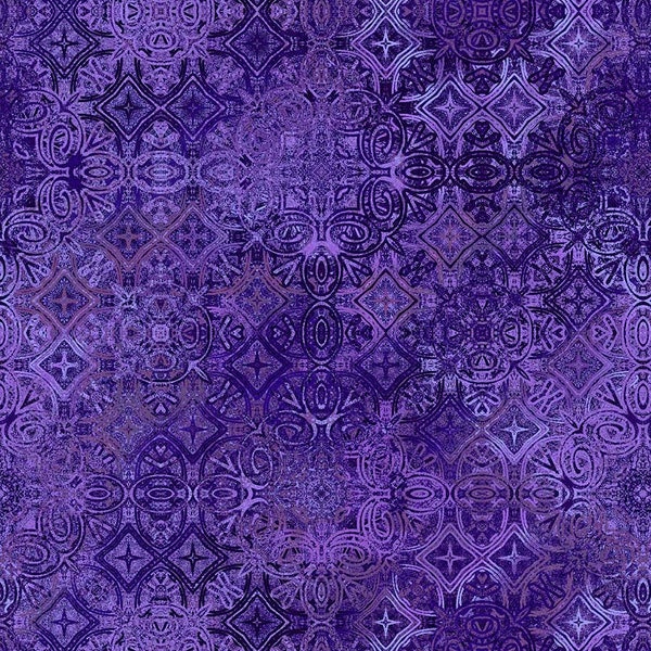 Northcott~Stonehenge Marrakech~Foulards~Purple~Cotton Fabric by the Yard or Select Length 26820-88