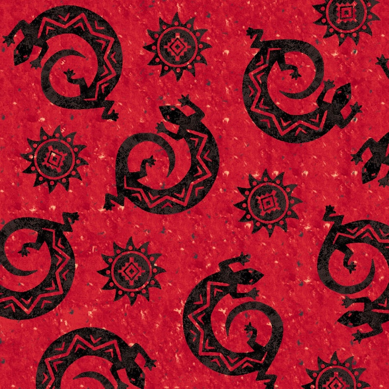 Red Windham Lizards Cotton Fabric by the Yard 51391-4 Coyote Canyon