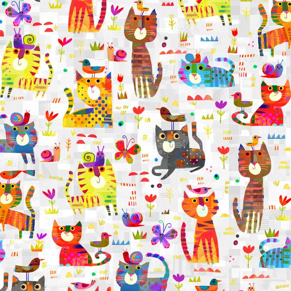 Windham Fabrics~Catsville~Catsville Cats~Digitale~Leggero~Tessuto di cotone tagliato a misura o Seleziona lunghezza 53482D-1
