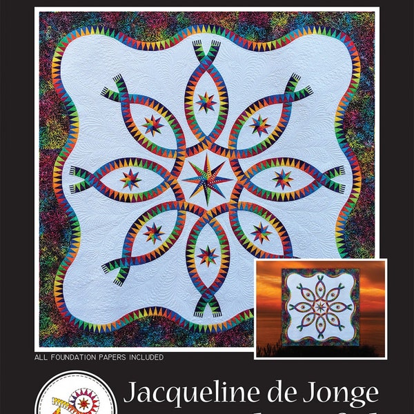 Patrón de colcha BeColourful~Jacqueline de Jonge~Color Dance~Foundation Paper Piecing~78" x 78"~BC2005