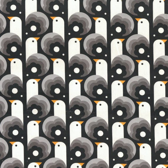 Cloud 9 Ocean Motion Organic Canvas Birds Black 100% Certified Organic Cotton Canvas Fabric by the Yard or Select Length 227852