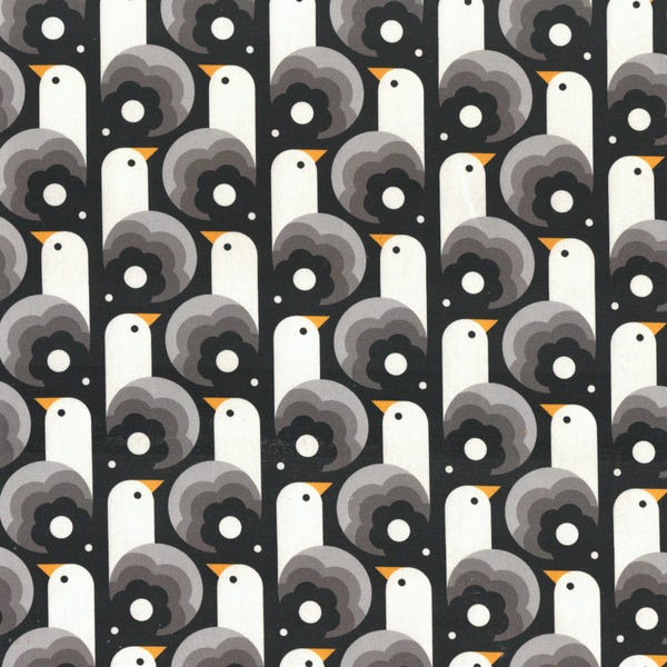 Cloud 9 Ocean Motion Organic Canvas Birds Black 100% Certified Organic Cotton Canvas Fabric by the Yard or Select Length 227852