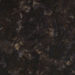 May include: A dark brown fabric with a mottled, tie-dye pattern. The fabric has a subtle shimmer and a soft, textured feel.