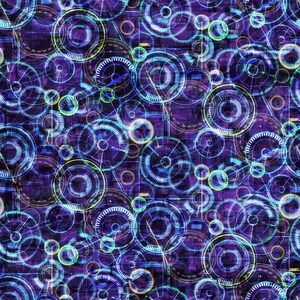 May include: Abstract digital pattern with overlapping circles in shades of blue, purple, and yellow. The circles have a glowing effect and create a futuristic, tech-inspired design.