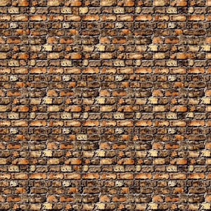 Puede incluir: Un patrón repetitivo de una pared de ladrillos. Los ladrillos son principalmente marrones, con variaciones en naranja y marrón oscuro. La textura de los ladrillos es rugosa y desigual, creando una apariencia realista.