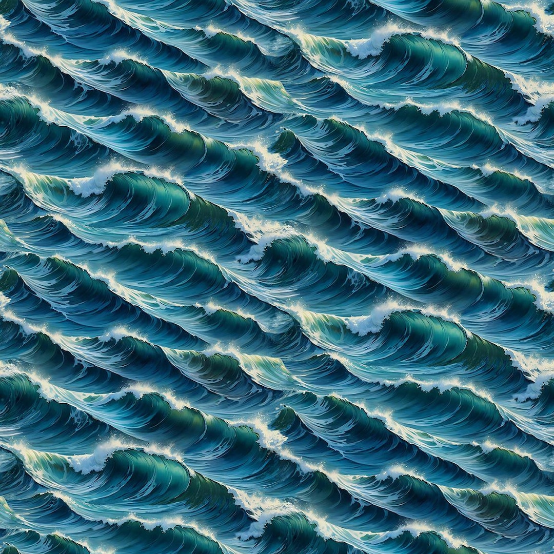 Blank Quilting Wilderness Song Water Waves Blue Cotton Fabric by the ...