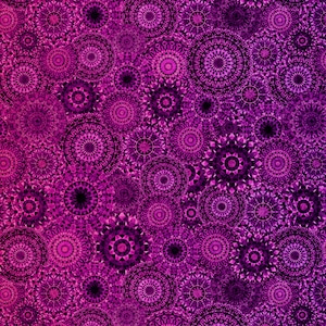May include: A seamless pattern of pink and purple mandala designs. The background is a gradient of pink to purple.