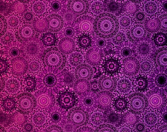 Quilting Treasures Jewelscape Medallion Ombre Digital Print Magenta Cotton Fabric by the Yard or Select Length 28979-VP