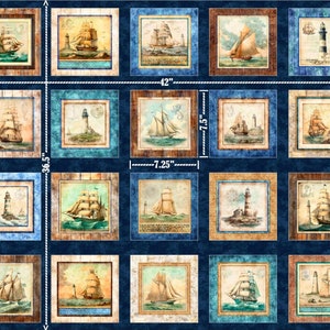 Quilting TreasuresSirens Call36.5 x 42 Nautical Patches PanelDigitalNavyCotton Fabric by the Panel 29991-N image 2