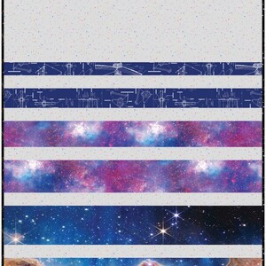 May include: A quilt pattern featuring a galaxy theme with a blue, purple, and white color scheme. The pattern includes a repeating design of a galaxy with stars, a nebula, and a space scene with a mountain range.