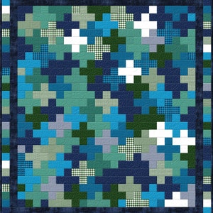 Kit de edredón ~ Además ~ Edredón clásico Sea Glass Essentials de 54 &quot;x 60&quot; (incluye tela para la parte superior del edredón y encuadernación) AAFQK-1114