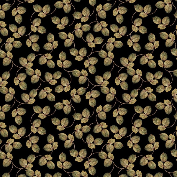 Wilmington Prints~Rosewood Lane~Leaf Toss~Black~Cotton Fabric by the Yard or Select Length 86511-977