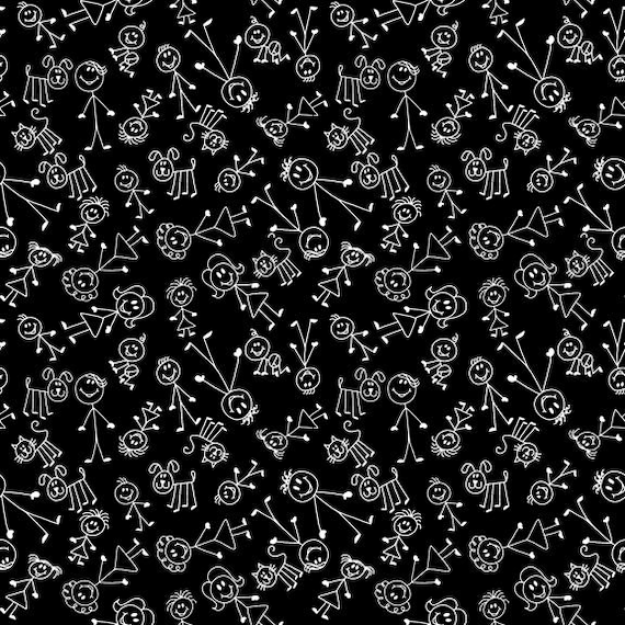 Quilting Treasureshomestick Figuresblackcotton Fabric by the Yard or Select  Length 28348-J 