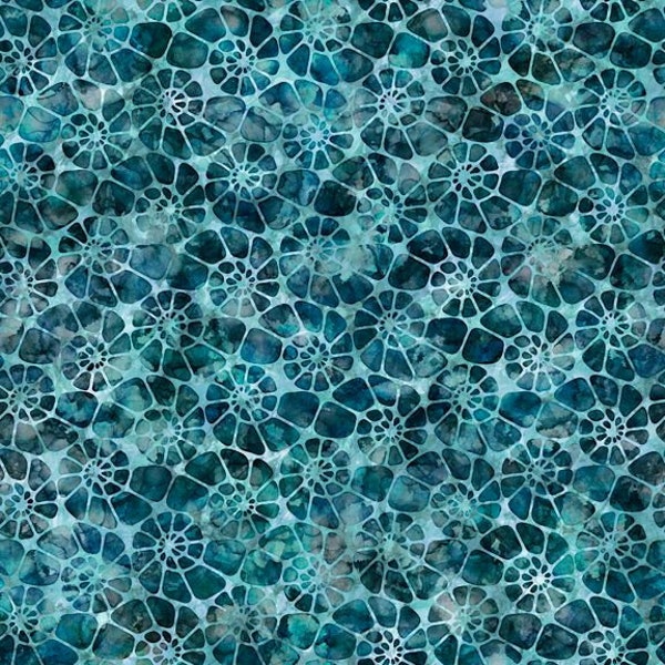 Quilting Treasures~Aquatica~Nautilus~Digital Print~Teal~Cotton Fabric by the Yard or Select Length 28123-Q