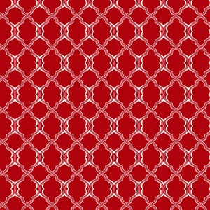 Benartex~Bettys Geraniums~Lattice Geo~Red~Cotton Fabric by the Yard or Select Length 16096B-10