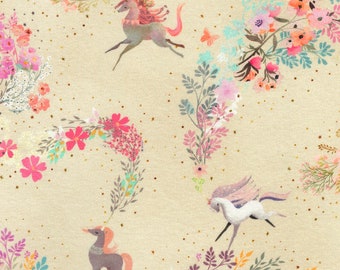 Robert Kaufman~Unicorn Meadow~Unicorns~Cream~Cotton Fabric by the Yard or Select Length AQOD2241584