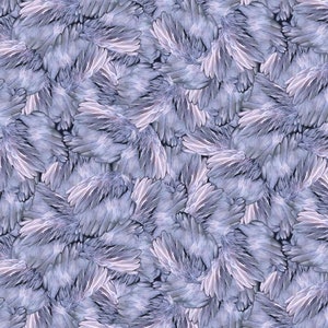Quilting Treasures~Spirit of the Heron~Feathers~Digital~Blue~Cotton Fabric by the Yard or Select Length 30137-B