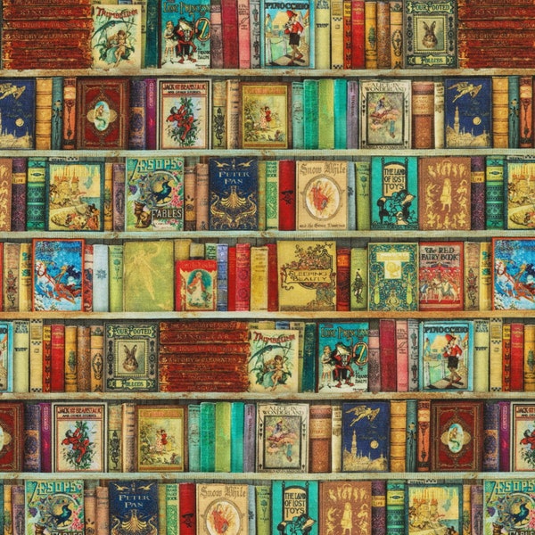 Robert Kaufman~Library of Rarities~Book Shelves~Antique~Cotton Fabric by the Yard or Select Length ATX20804199