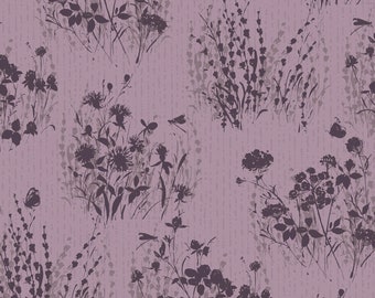 EOB Wilmington Prints Au Naturel Floral Silhouettes Purple Cotton Fabric by the Yard or Select Length 17819-606