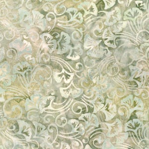 Robert Kaufman~Artisan Batik~Morning Mist~Leaves~Moss~Cotton Batik Fabric by the Yard or Select Length AMD2216145