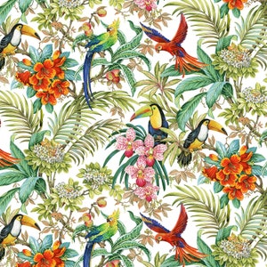 EOB~Michael Miller~Exotica~Rainforest Habitat~White~Cotton Fabric by the Yard or Select Length DCX10272-WHIT