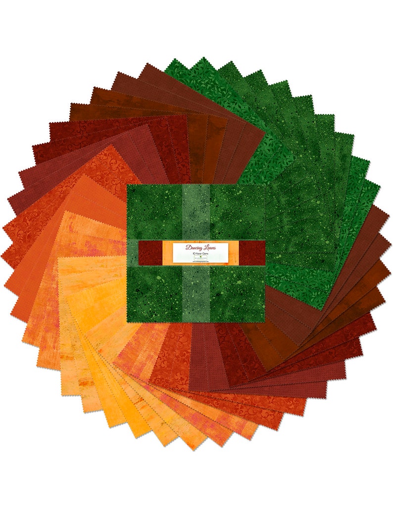 Wilmington Prints~Dancing Leaves~10 Karat Gems~10" Squares~42 Pcs/Pack~Cotton Fabric by the Pack 512-100-512 image 1