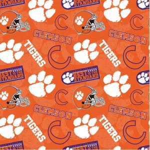 Sykel Enterprises~College Cottons~NCAA Clemson Tigers~Orange~Cotton Fabric by the Yard CLEM-1178