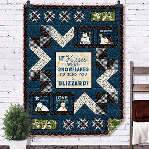 Kit de courtepointe ~ coins et recoins ~ 54 x 70 po. Édredon à panneaux de blocs Snovalley (inclut le tissu pour le dessus de la courtepointe et la reliure) AAFQK-1061
