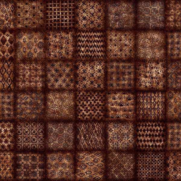 EOB~Quilting Treasures~Soiree~Patchwork~Digital Print~Brown~Cotton Fabric by the Yard or Select Length 28660-A