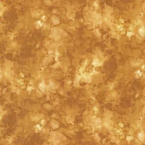 May include: A seamless fabric pattern featuring a watercolor-like design in shades of gold and brown. The pattern has a mottled appearance with irregular, organic shapes, creating a textured and artistic look. The fabric appears to be a cotton or linen blend.