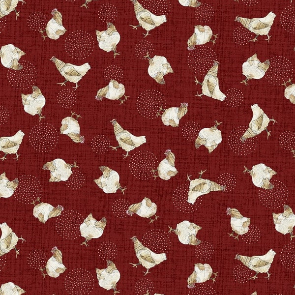 Quilting Treasures~Farm Life~Chickens~Brick~Cotton Fabric by the Yard or Select Length 27678-R