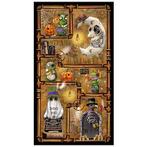 Quilting Treasures~Steampunk Halloween 3~24.5&quot; Character Panel~Digital~Brown~Cotton Fabric by the Panel 31219-A