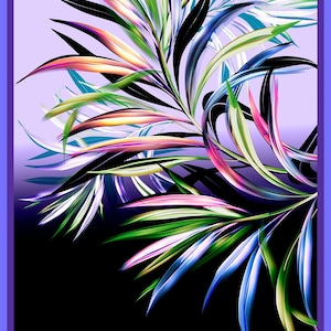 Quilting Treasures~Posh Palms~24.25" x 43.25" Palm Leaf Panel~Digital~Purple~Cotton Fabric by the Panel 29324-V