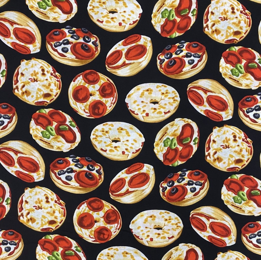 Kanvas by Benartex Tail Gating Pizza Bagels Black - Etsy