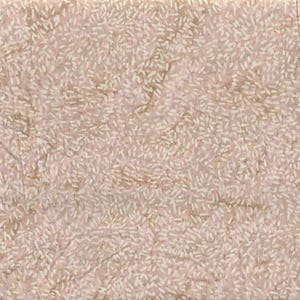 May include: A close-up of a pink and brown fabric with a white pattern of small, elongated shapes. The fabric has a textured, crinkled appearance.