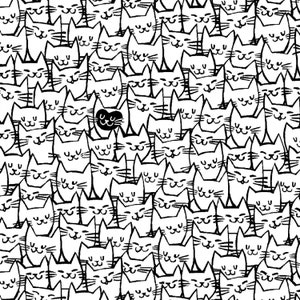 Windham~Quilt Backing~Packed Cats~White/Black~108&quot; Wide Back~Cotton Fabric by the Yard or Select Length 51120-1