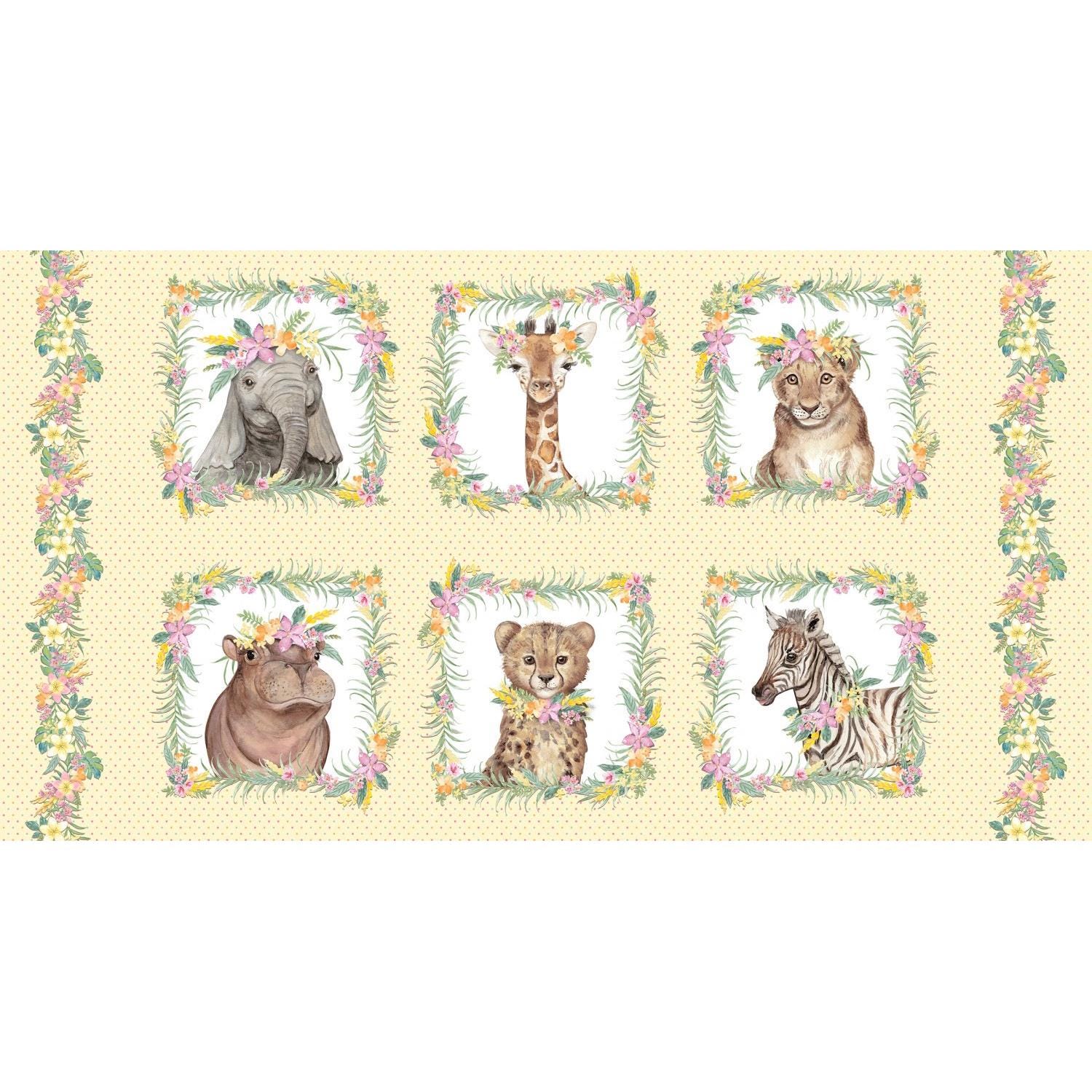 Studio E~All Big Things Start Small~24.5" x 43.5" Baby Animal Block Panel~Multi~Cotton Fabric by the Panel 7315-44