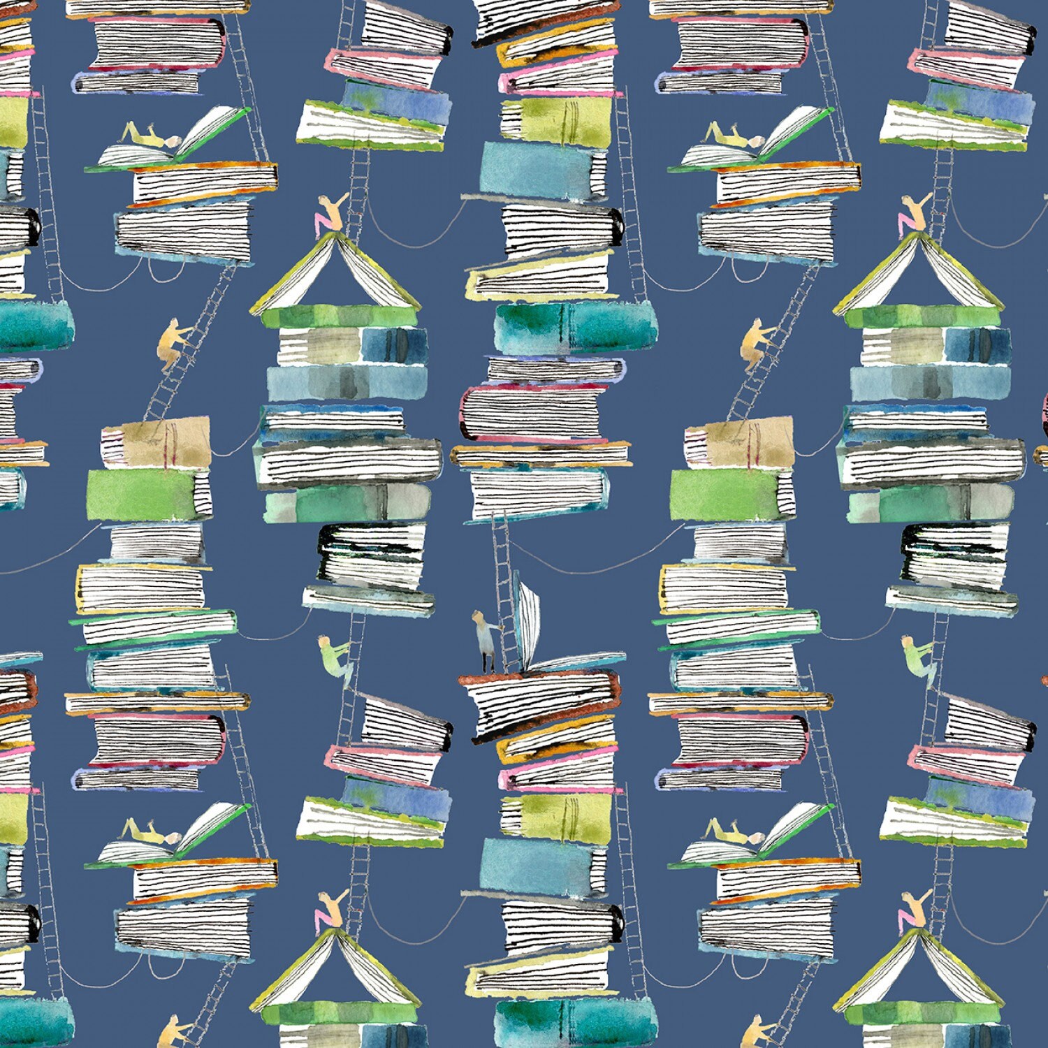 Windham~Lesen~Short Stack~Blau~Digital~Baumwollstoff Meterware oder Länge auswählen 52635D-1