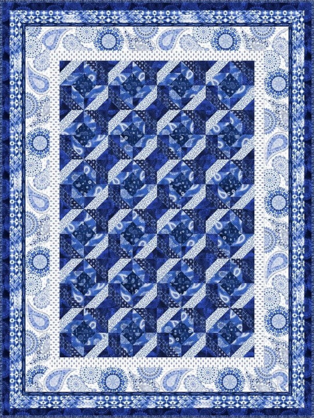 Quilt Kitindigo Splash63.5 X 83.5 Blue and White Twin Size Quilt