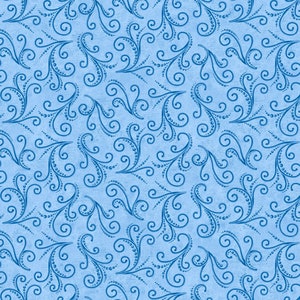 Benartex~Parrot Habitat~Destiny Swirl~Light Blue~Cotton Fabric by the Yard or Select Length 16184-05