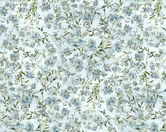 Hoffman Porch View Flower Sprigs Frost Cotton Fabric by the Yard or Select Length V5301-113