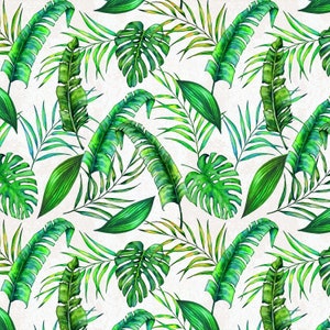 Telas Windham ~ Paraíso tropical ~ Hojas tropicales ~ Marfil ~ Tela de algodón cortada a medida o seleccione el largo 53932-3