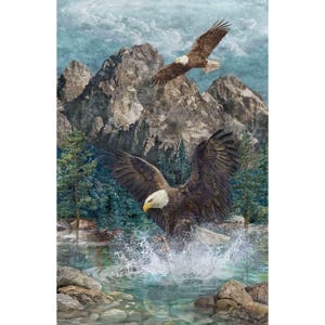Northcott~Stonehenge Eagle Pass~28&quot; x 43&quot; Scenic Eagle Panel~Digital Print~Blue/Multi~Cotton Fabric by the Panel DP27670-44
