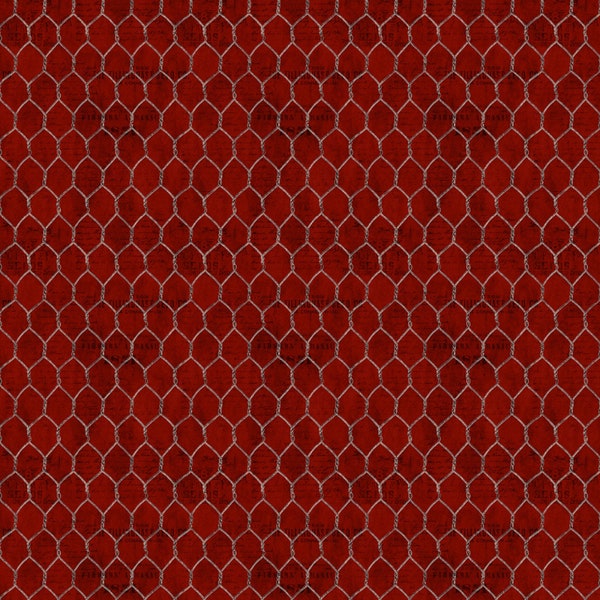 EOB~Wilmington Prints~Garden Gate Roosters~Chicken Wire~Red~Cotton Fabric by the Yard or Select Length 39815-399