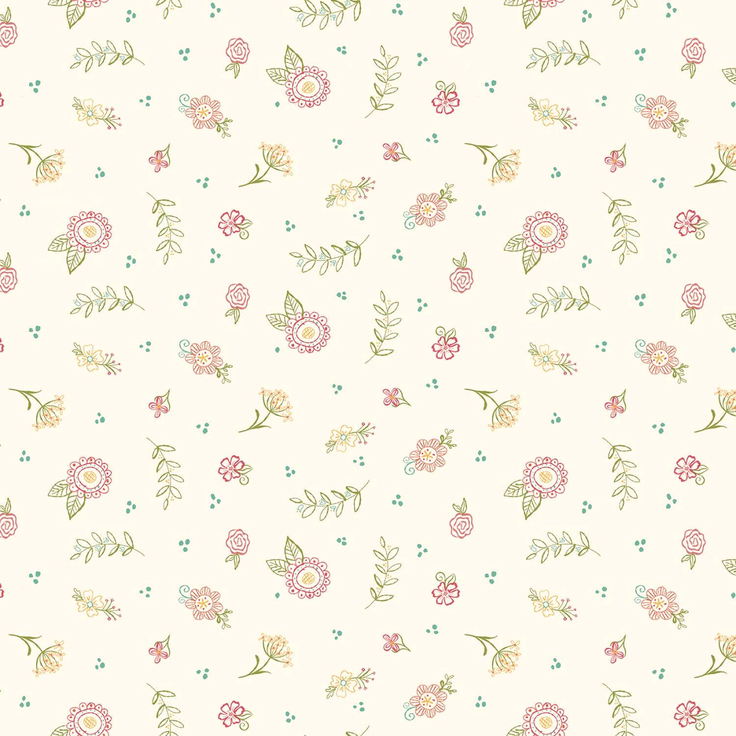Riley Blake~Market Street~Embroidery~Cream~Cotton Fabric by the Yard or Select Length C14126-CREAM