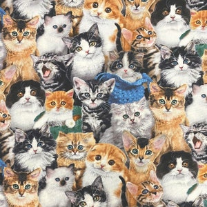 Elizabeths Studio - Cat Breeds - Packed Kittens - Multi - Cotton Fabric by or Select Length 3809E-MLT