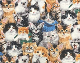 Elizabeths Studio - Cat Breeds - Packed Kittens - Multi - Cotton Fabric by or Select Length 3809E-MLT