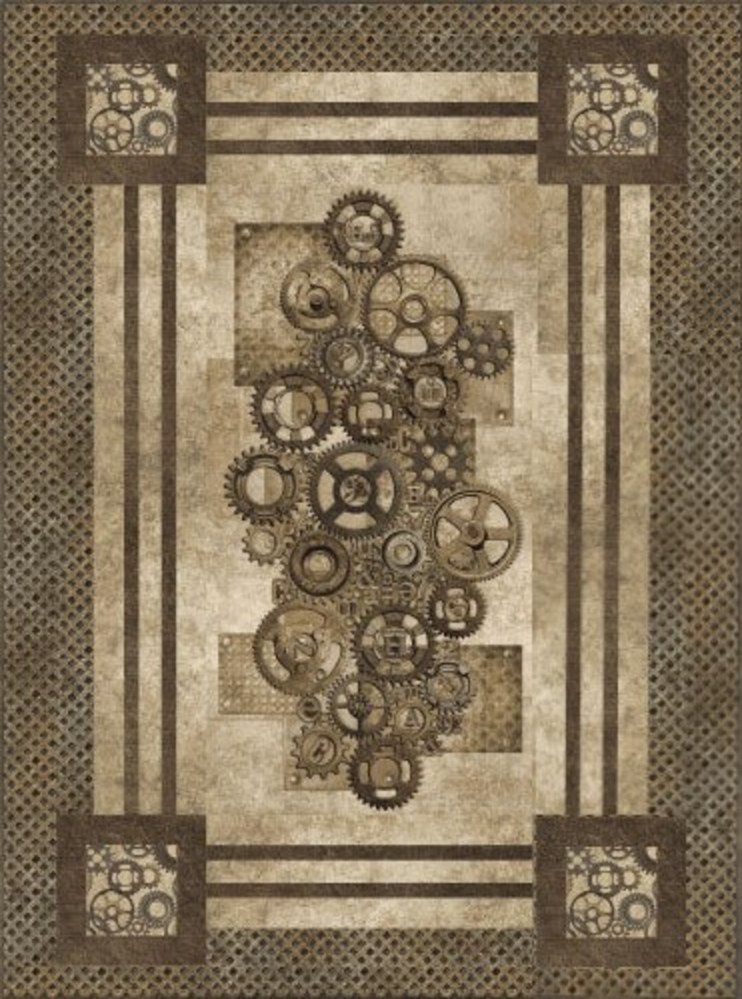 Quilt Kit Cogs N Sprockets 49 X 66 Heavy Metal Etsy