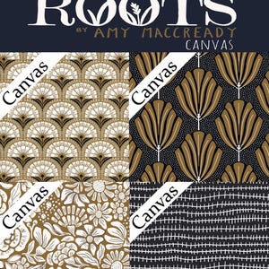 Cloud 9 Grassroots Canvas Rita White/Gold Organic Cotton Canvas Fabric by the Yard or Select Length 227781 image 3