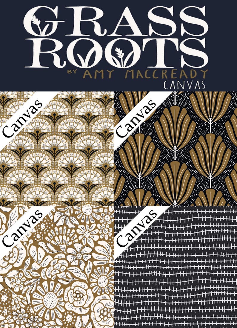 Cloud 9 Grassroots Canvas Rita White/Gold Organic Cotton Canvas Fabric by the Yard or Select Length 227781 image 3